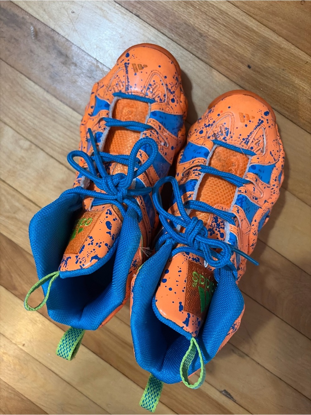 Adidas Orange and Blue Splash Athletic Sneakers